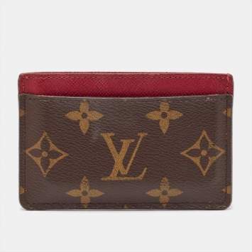 Pre Owned Louis Vuitton Fuchsia Monogram Canvas and Leather Card Holder 