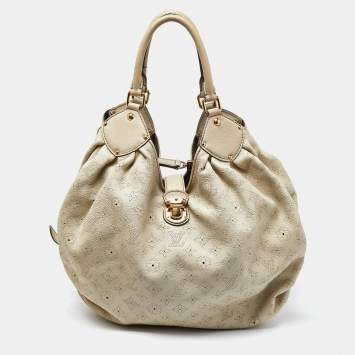Pre Owned Louis Vuitton Lin Monogram Mahina Leather L Bag