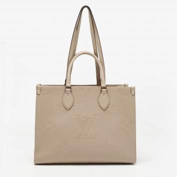 Pre Owned Louis Vuitton Beige Monogram Empriente Leather Giant Onthego MM Bag