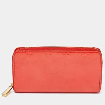 Pre Owned Louis Vuitton Orange Sunset Monogram Vernis Zippy Wallet