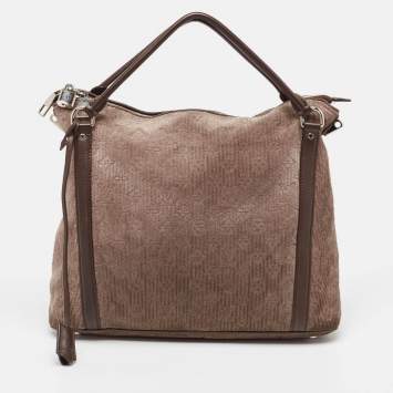 Pre Owned Louis Vuitton Brown Monogram Antheia Suede Ixia MM Bag