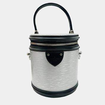Pre Owned Louis Vuitton Silver/Black Leather Cannes Top Handle Bag