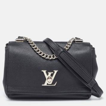 Pre Owned Louis Vuitton Black Leather Lockme II BB Bag