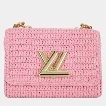 Pre Owned Louis Vuitton Pink Madagascan Raffia Twist PM Bag