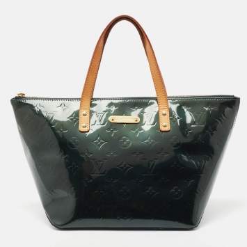 Pre Owned Louis Vuitton Green Monogram Vernis Bellevue PM Bag