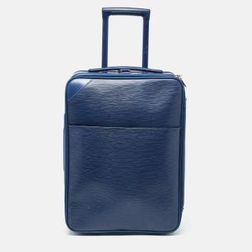 Pre Owned Louis Vuitton Blue Marine Epi Leather Pegase 55 Luggage
