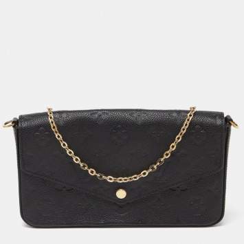 Pre Owned Louis Vuitton Black Monogram Empreinte Leather Felicie Pochette Bag