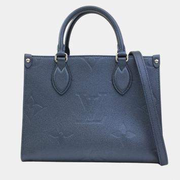 Pre Owned Louis Vuitton Blue Giant Monogram Empreinte Leather OnTheGo PM Tote Bag