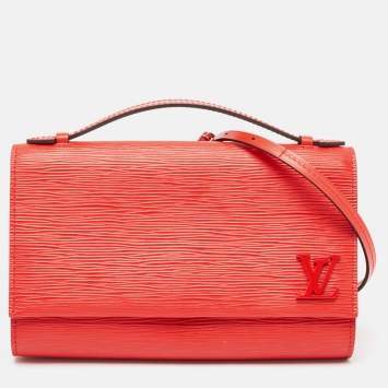 Pre Owned Louis Vuitton Coquelicot Epi Leather Clery Pochette Bag