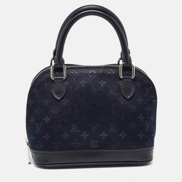 Pre Owned Louis Vuitton Black Monogram Satin and Leather Limited Edition Alma Mini Bag
