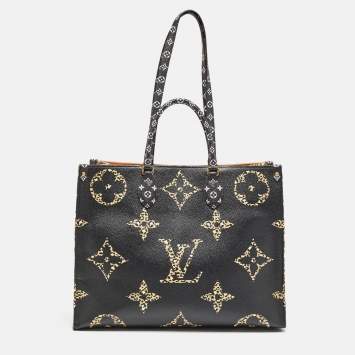 Pre Owned Louis Vuitton Black Monogram Giant Jungle Canvas Onthego GM Bag
