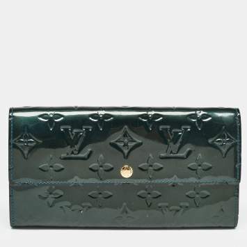 Pre Owned Louis Vuitton Bleu Nuit Monogram Vernis Sarah Wallet