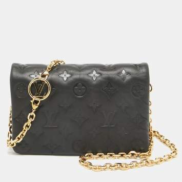 Pre Owned Louis Vuitton Black Monogram Leather Coussin Pochette Bag