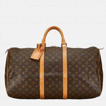 Pre Owned Louis Vuitton Brown Monogram Canvas Keepall 55 Bag