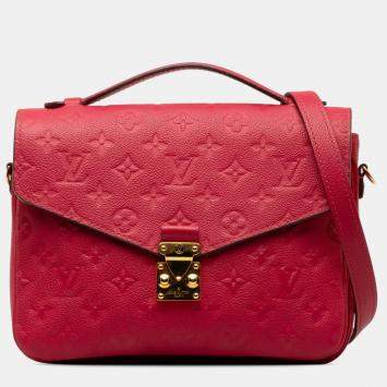 Pre Owned Louis Vuitton Red Monogram Empreinte Pochette Metis Shoulder Bag