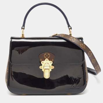 Pre Owned Louis Vuitton Black Vernis Leather and Monogram Canvas Cherrywood PM Bag