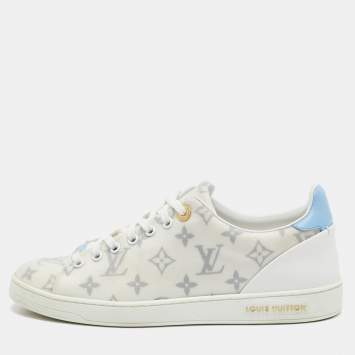 Pre Owned Louis Vuitton White Monogram Technical Mesh Frontrow Sneakers Size 40