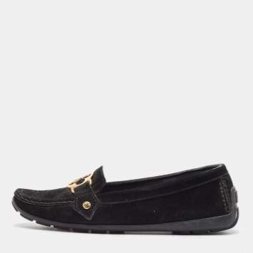 Pre Owned Louis Vuitton Black Suede Oxford Loafers  Size 39
