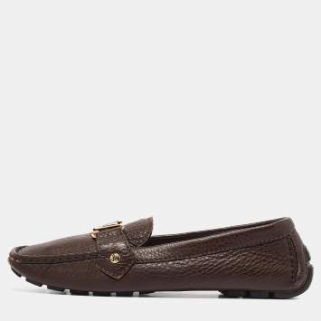 Pre Owned Louis Vuitton Brown Leather Oxford Loafers Size 38