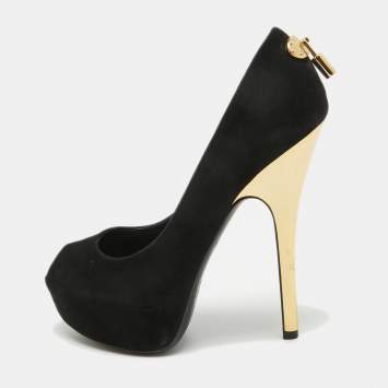 Pre Owned Louis Vuitton Black Suede Oh Really! Peep Toe Pumps Size 36