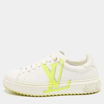 Pre Owned Louis Vuitton White Leather Time Out Low Top Sneakers Size 38.5