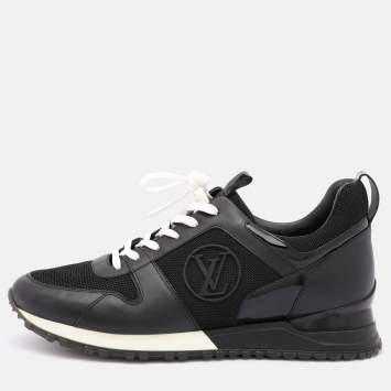Pre Owned Louis Vuitton Black Leather and Mesh Run Away Low Top Sneakers Size 41