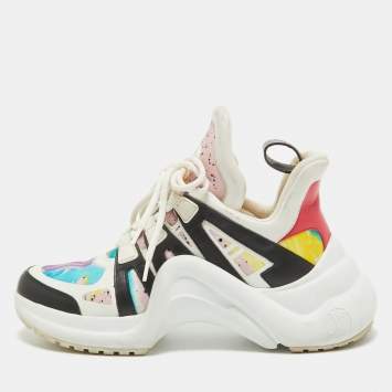 Pre Owned Louis Vuitton Multicolor Fabric and Leather Archlight High Top Sneakers Size 37.5