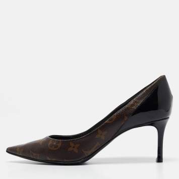 Pre Owned Louis Vuitton Brown Monogram Coated Canvas Chérie Pointed Toe Pumps Size 38.5