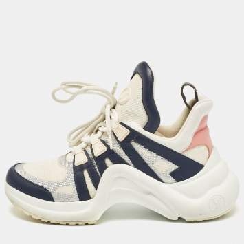Pre Owned Louis Vuitton Multicolor Leather and Mesh Archlight Lace Up Sneakers Size 38.5