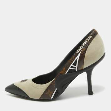 Pre Owned Louis Vuitton Multicolor Monogram Canvas and Suede Archlight Pumps Size 38