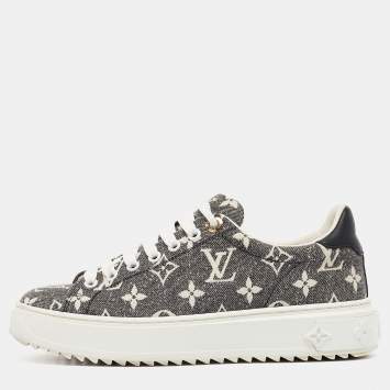 Pre Owned Louis Vuitton Two Tone Monogram Canvas Time Out Sneakers Size 37