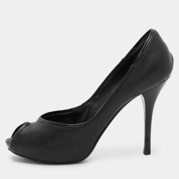 Louis Vuitton Black Leather Peep Toe Pumps Size 38