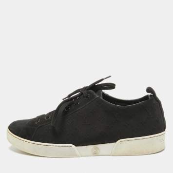 Pre Owned Louis Vuitton Black Monogram Suede Low Top Sneakers Size 39