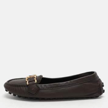 Pre Owned Louis Vuitton Brown Leather Oxford Loafers Size 36