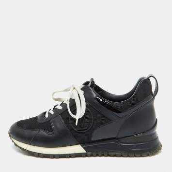 Pre Owned Louis Vuitton Black Leather and Mesh Run Away Sneakers Size 38.5