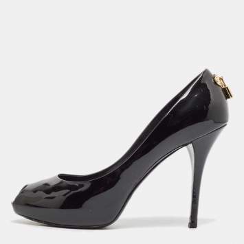 Pre Owned Louis Vuitton Black Patent Leather Oh Really! Peep Toe Pumps Size 42