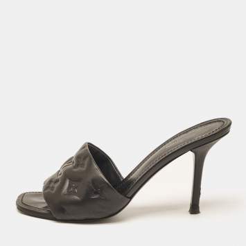 Pre Owned Louis Vuitton Black Leather Revival Slide Sandals Size 38