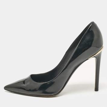 Pre Owned Louis Vuitton Black Patent Leather Eyeline Pointed Toe Pumps Size 38