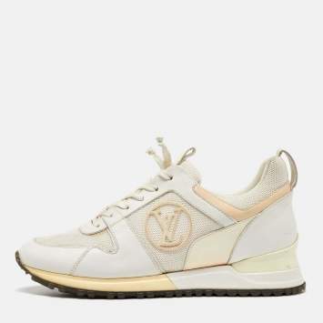 Pre Owned Louis Vuitton White Leather and Mesh Run Away Sneakers Size 37
