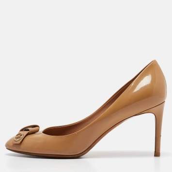 Louis Vuitton Beige Patent Leather Fiance Pumps Size 38
