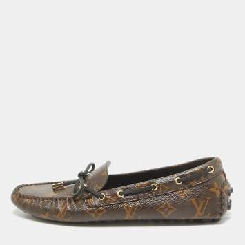 Pre Owned Louis Vuitton Brown Canvas Gloria Loafers Size 40