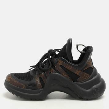 Pre Owned Louis Vuitton Brown/Black Canvas and Leather Archlight Sneakers Size 38.5