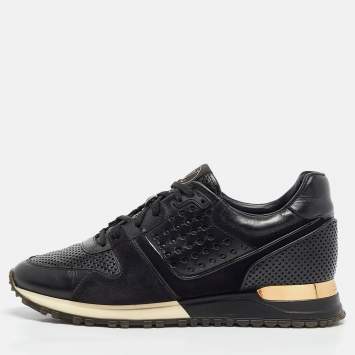 Pre Owned Louis Vuitton Black Leather and Suede Run Away Lace Up Sneakers Size 39