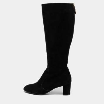 Pre Owned Louis Vuitton Black Suede Masterclass High Boots Size 36