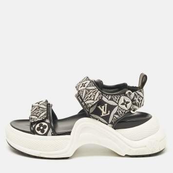 Pre Owned Louis Vuitton Black/White Archlight Ankle Strap Sandals Size 39