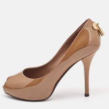 Pre Owned Louis Vuitton Brown Patent Leather Oh Really! Peep Toe Pumps Size 36