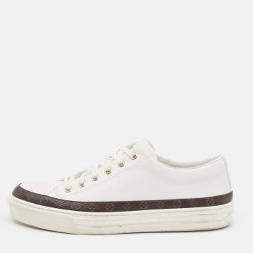Pre Owned Louis Vuitton White Leather Monogram Stellar Low Top Sneakers Size 40