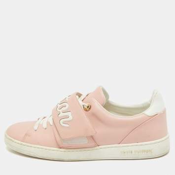 Pre Owned Louis Vuitton Pink Leather Frontrow Low Top Sneakers Size 39.5