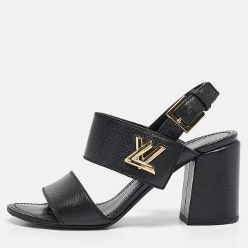 Pre Owned Louis Vuitton Black Leather Horizon Sandals Size 37