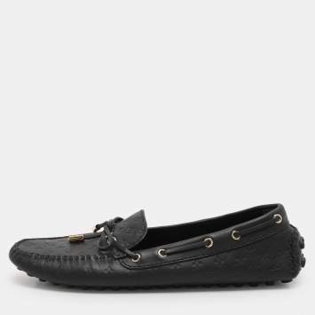 Pre Owned Louis Vuitton Black Monogram Empreinte Leather Gloria Loafers Size 41